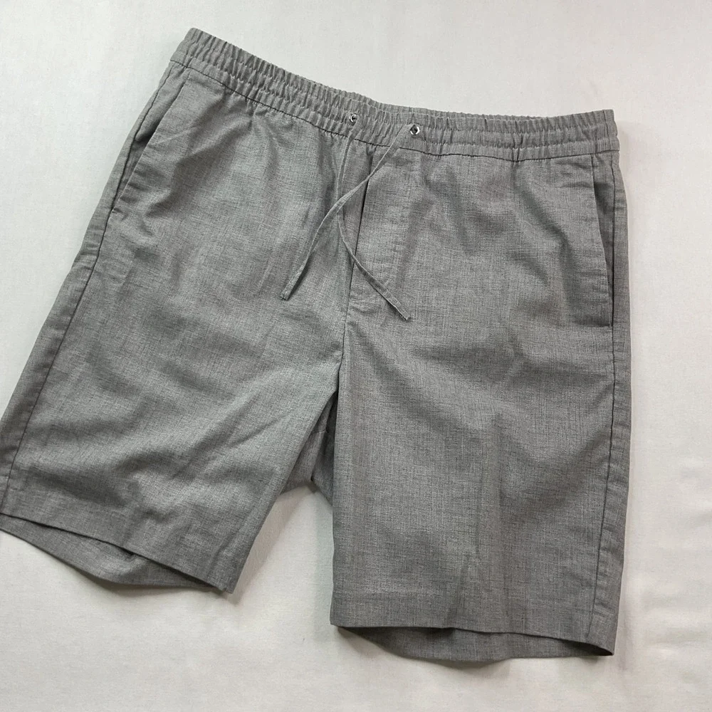 HM Shorts Mens Sz L Regular Fit Elastic Waist Drawstring Grey Heathered